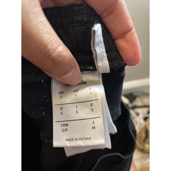 ADIDAS Tapered Zip Leg Size S Black White Logo Men's Sweatpants - Picture 7 of 7